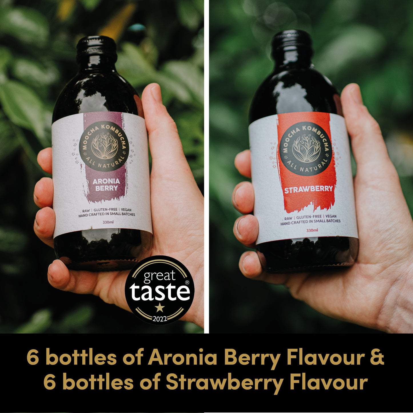 Mixed box of 6 Aronia Berry Flavour & 6 Strawberry Kombucha