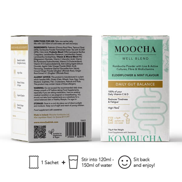 Moocha Well Blend - Elderflower & Mint Kombucha Powder