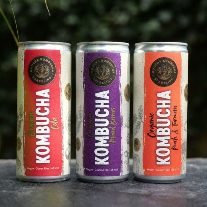 cola, miced berries and peach and turmeric moocha kombucha Summer Offer